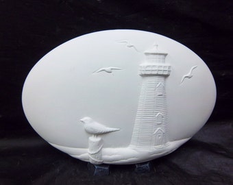 Lighthouse insert ( D-1602) for welcome signs bisque ceramic U paint