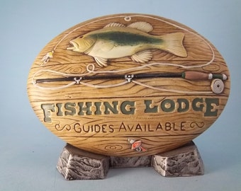 Fishing Lodge (D- 1730) U paint ceramic insert for welcome signs