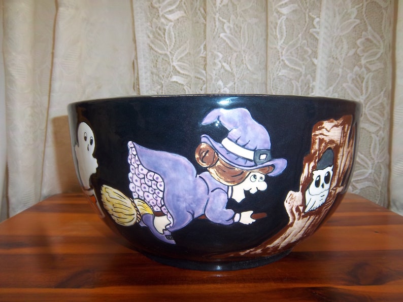 Large Halloween candy Bowl Ceramic Whimsical colorfull Etsy