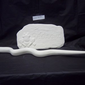 Frog Welcome sign u paint ceramic bisque -FREE  SHIPPING
