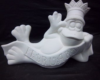 February Birthday Frog ceramic bisque u paint it