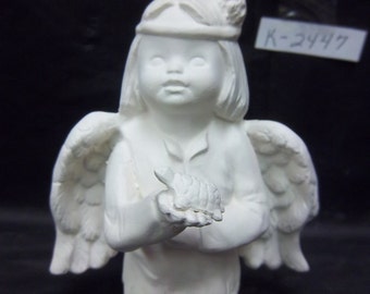 Indian Angel Kneeling holding a turtle bisque. Free Shipping