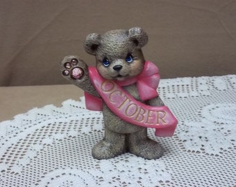 October Birthstone Bear- ceramic- Free Shipping