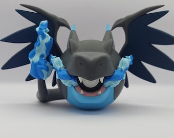 Mega Charizard X inspired Pokeball, 3D Printed Gamer Gift