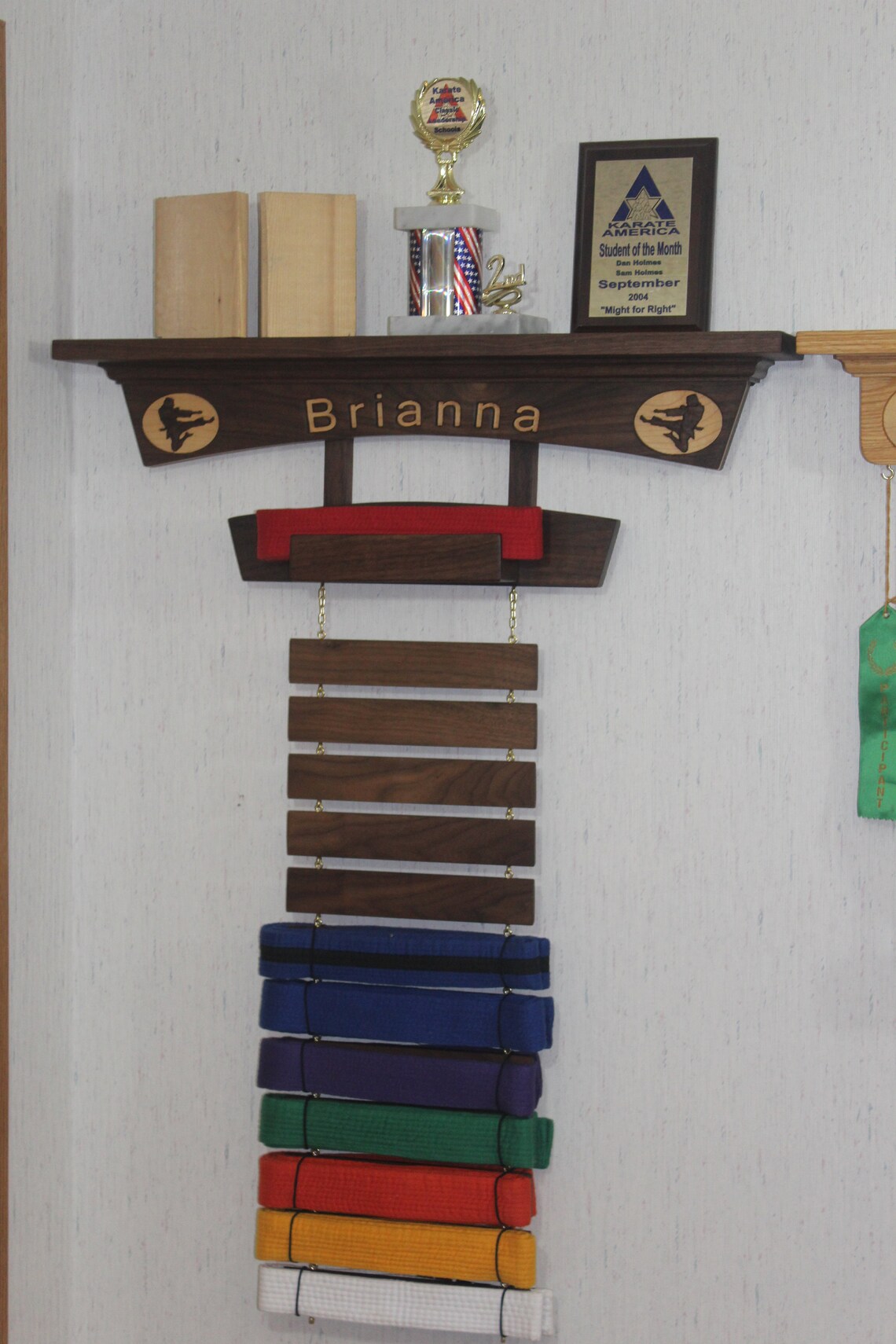 Personalized Solid Oak Martial Arts Trophy Shelf and Belt Etsy