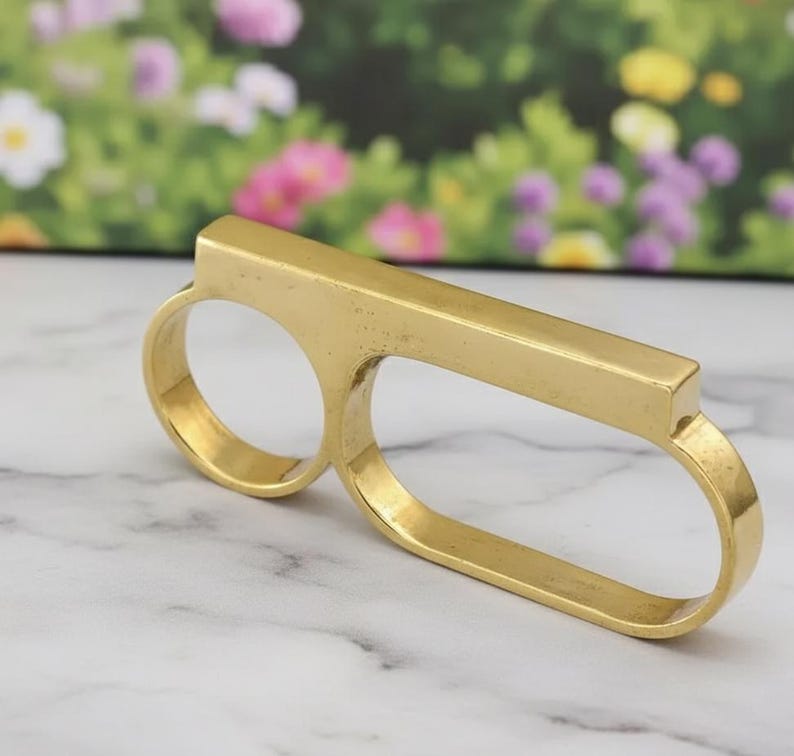 Modern Gold Bar Two Finger Ring - Minimalist Double Finger Ring - Edgy ...
