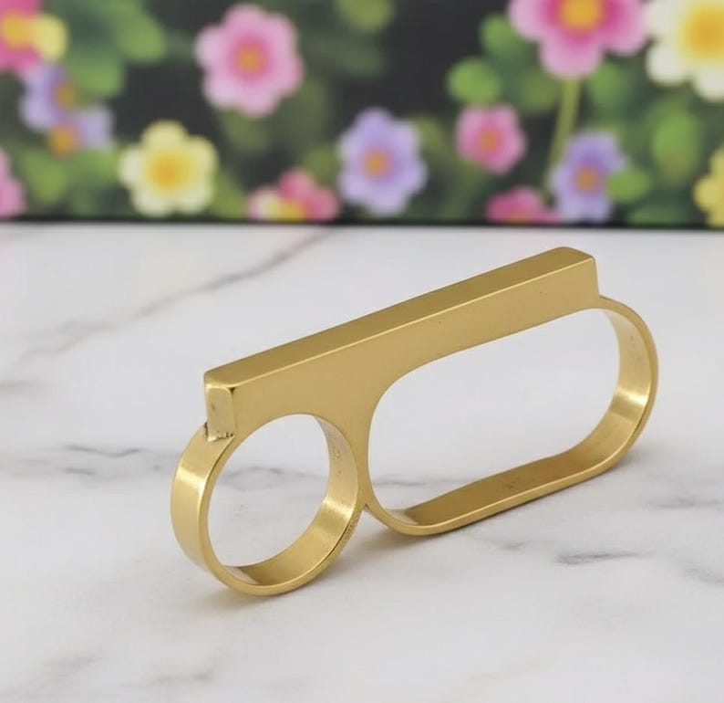 Modern Gold Bar Two Finger Ring - Minimalist Double Finger Ring - Edgy ...