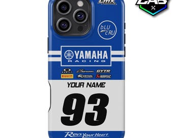 Custodia rigida per telefono Yamaha MagSafe personalizzata con il tuo nome e numero, regalo per motocross e cross