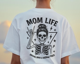 Mom Life Raising Minis & Rocking Chaos Skeleton Rocker T-Shirt