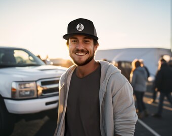 Dad Life Rocker Skeleton Logo Embroidered Trucker Hat Snapback