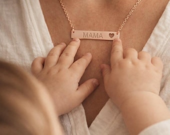 Mama Gravur Ausschnitt Herz Bar Halskette