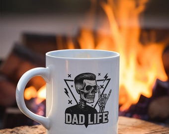 Dad Life Skull Rock On Ceramic Coffee Cup