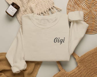 Personalized Grandma Embroidered Sweatshirt, Custom Mimi Nana Crewneck, Minimalist Style Gigi