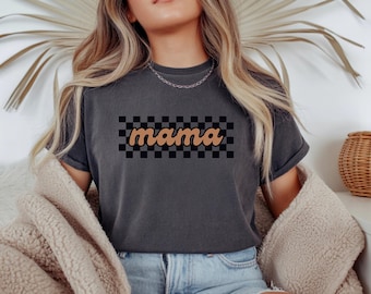 Checkerboard Mama Retro Text Tee