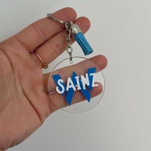 Sainz Acrylic Keychain, Carlos Sainz Gift, Williams Racing Gift, Williams Racing Keychain