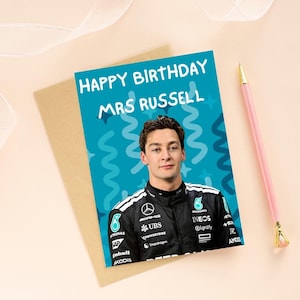 Alles Gute zum Geburtstag Mrs Russel Grußkarte, F1 Karte, Mercedes Karte