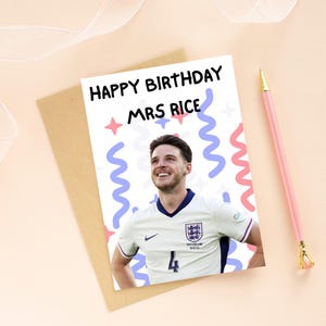Happy Birthday Mrs Rice Greeting Card, Football Card, Football Gift