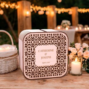 Personalisierte rustikale Hochzeitskarte Box, gravierte Hochzeitsbox, benutzerdefinierte Geschenk Umschlag Box, Hochzeit Memory Box, Hochzeit Andenken Lagerung
