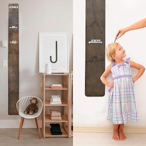 Montessori Wooden Growth Chart, Custom Toddler Room Chart, Minimalist Kids Room Decor, Wall Mounted Ruler, Family Height Ruler