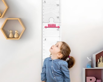 Custom Name Wooden Growth Chart, Handmade Baby Height Tracker for Kids, Unique Growth Measuring Stick for Kids Room, Wooden Nursery Decor