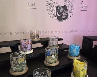 Velas votivas de vidrio hechas a mano con luces de cadena