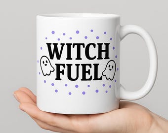Witch Fuel PNG – Halloween Mug Design – Ghost Cup Print – Digital Download for Glass Cans, Mugs, Tumblers