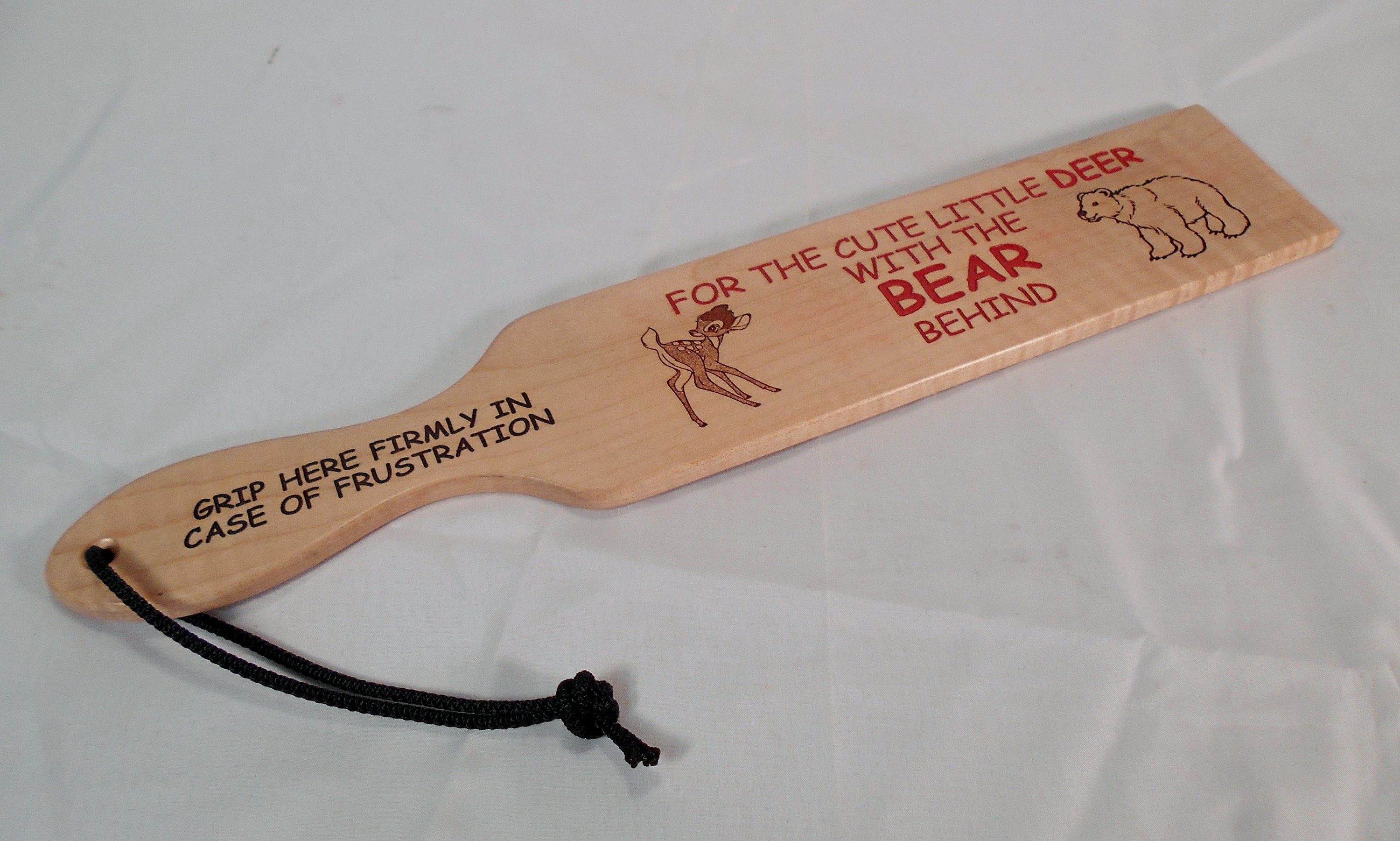 Cute Deer Bear Behind Spanking Paddle 