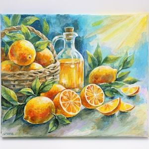 Vibrant Lemons - Original 10”x12” Acrylic Painting on Stretched Canvas