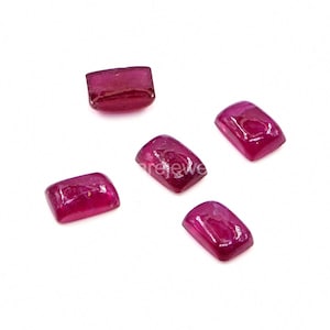 3x5mm & 4x6mm Natural Bangkok Ruby Calibrated Cabochon Long-Cushions, Loose Certified Birthstone Gemstone For Jewelry Making Supplies
