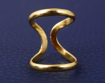 Minimalist Double Band Open Ring, Gold Statement Ring, Adjustable Knuckle Ring, Modern Geometric Ring, Stackable Everyday Ring, Gift for Mom