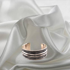 Verstellbares Messing Manschettenarmband, Boho Tribal Armreif, handgemachter Vintage Stil Messingschmuck, Unisex Boho Armband Geschenk, 925er Silber Manschette