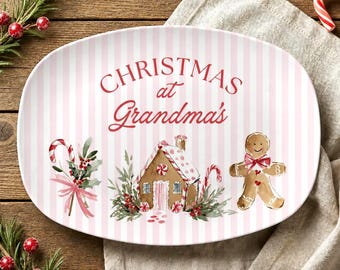 Christmas Cookie Platter Custom Grandma Holiday Serving Plate Personalized Santa Cookies Plate Gift from Grandkids