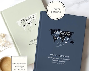 LDS Mission Journal Personalized Missionary Gift Mission Destination Book Called to Serve Missionary Farewell Mission Call Name Book