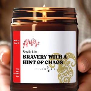 Aries Scented Soy Candle, March April Star Sign Birthday, Zodiac Astrology Gifts for Her