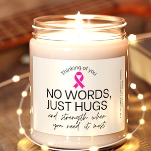 Vela perfumada para el alivio del cáncer: &quot;Sin palabras, solo abrazos&quot; - Concientización sobre el cáncer de mama, regalos para recuperarse
