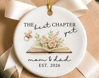 New Baby Christmas Ornament The Best Chapter Yet Rainbow Baby IVF Miracle First Time Parents Keepsake Family of 3 Gift