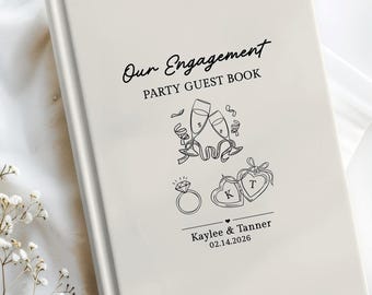 Custom Engagement Party Guest Book Hardcover Journal Personalized Gift for Newly Engaged Couple Engagement Advice Fiance Gifts