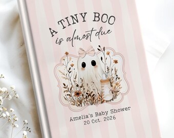 Tiny Boo Almost Due Baby Shower Guestbook Little Boo Theme Custom Baby Sprinkle Guest Book Halloween Baby Shower Mom-to-Be Letters