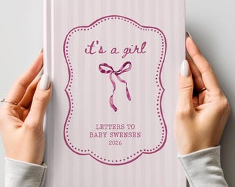 Its A Girl Baby Shower Guestbook Custom Letters to Baby Girl Striped Shower Guest Book Coquette Bow Baby Book