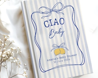 Ciao Baby Shower Guestbook Custom Lemon Theme Baby Shower Guest Book Journal Italian Baby Shower