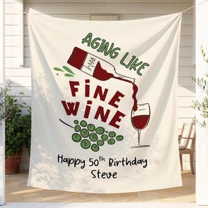 Wine Birthday Party Banner for Men Women Custom Milestone Birthday Backdrop Whiskey Wine Theme Men's Party Decor