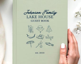 Lake House Guest Book Custom Cabin Guestbook Personalized Vacation Home Log Book Family Cabin Gift for Him Airbnb Guests