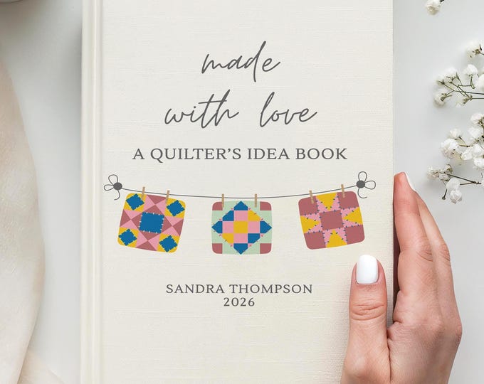 Gift for Quilter Journal Notebook Made with Love Quilting Lover Gift Sewing Journal Craft Planner Sewing Organizer Galentines Gift