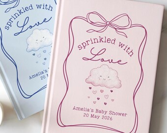 Sprinkled With Love Baby Shower Guestbook Custom Baby Sprinkle Guest Book Journal Raindrop Theme Sprinkle