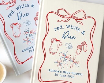 Red, White & Due Baby Shower Guestbook Custom 4th of July Baby Shower Guest Book Journal Patriotic Baby Shower