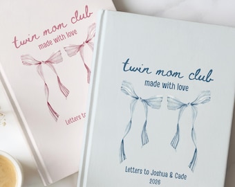 Twins Baby Shower Guest Book Twin Mom Club Hardcover Journal Letters to Twins 2026 Baby Shower Book for Advice