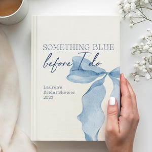 Libro de firmas para despedida de soltera "Something Blue" Libro de firmas personalizado para despedida de soltera Cartas personalizadas para la novia