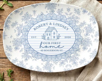 First Home Platter Custom Housewarming Serving Tray New Home Keepsake Gift Custom Newlywed Gift Family Plate