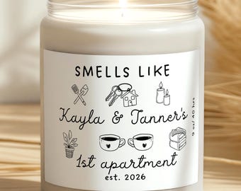 First Apartment Gift | 9oz Soy Candle Personalized Housewarming Candle New Home Custom First Apartment Gift for Couple