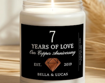 Regalo personalizado para el séptimo aniversario Vela de cobre personalizada para el séptimo aniversario de casados Regalo de cobre para el séptimo aniversario de casados para él